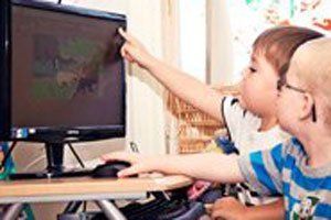 Children learning computer