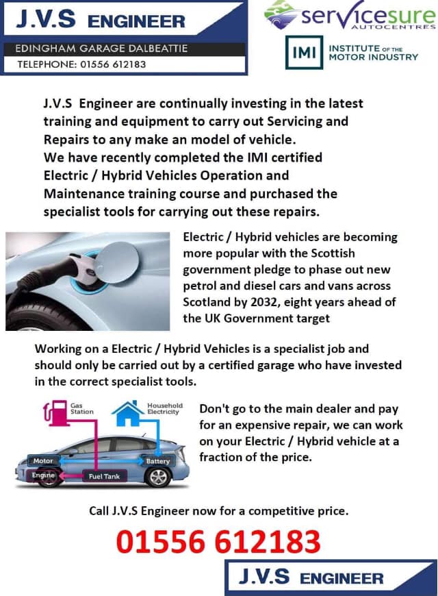 Electric Hybrid vehicle repairs by JVS Engineer Dalbeattie
