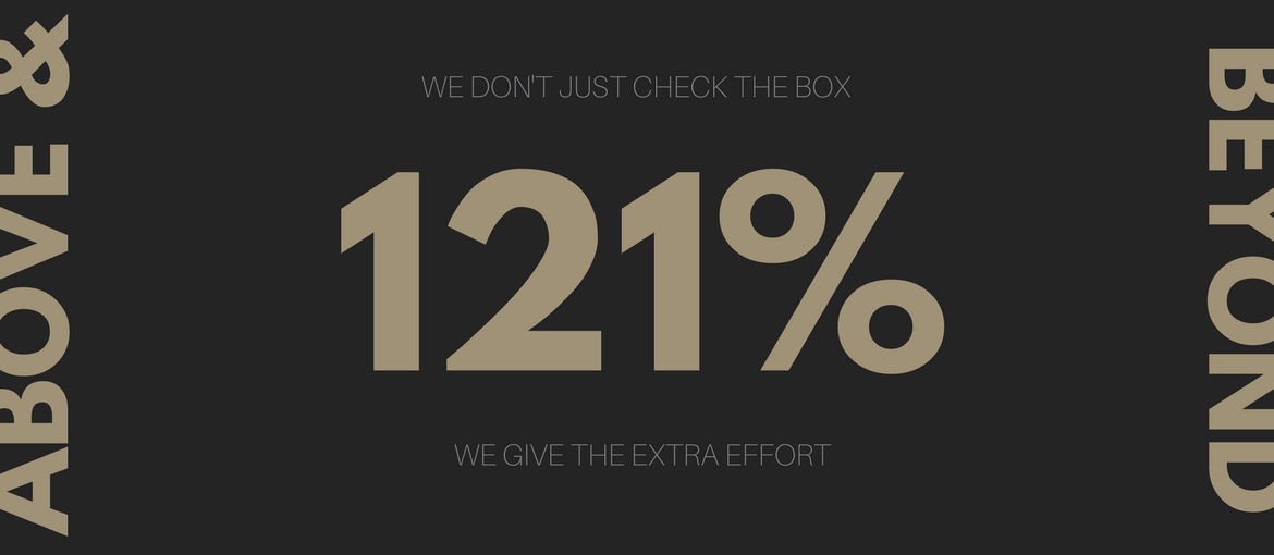 Text that says: We give the extra effort, 121%