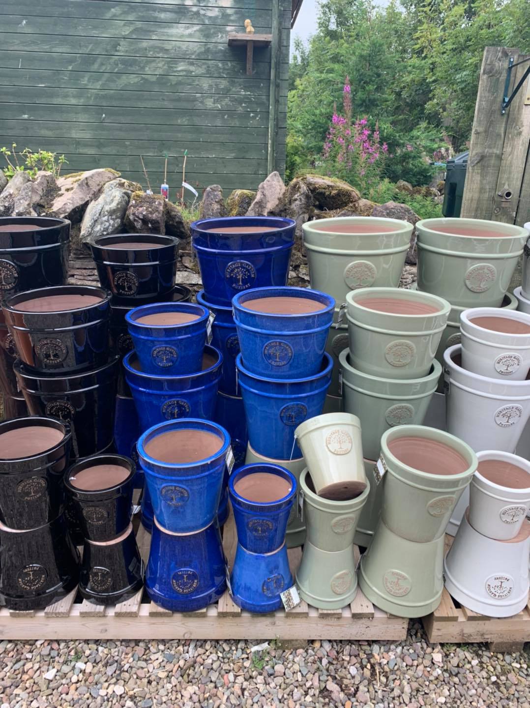 Ceramic pots for sale at Greenhill Garden nursery Perthshire