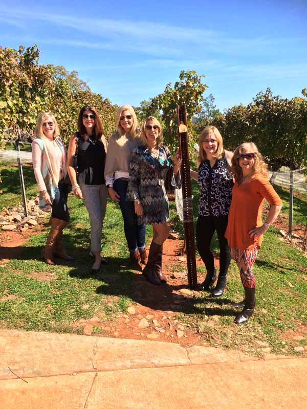 group of women in vineyard