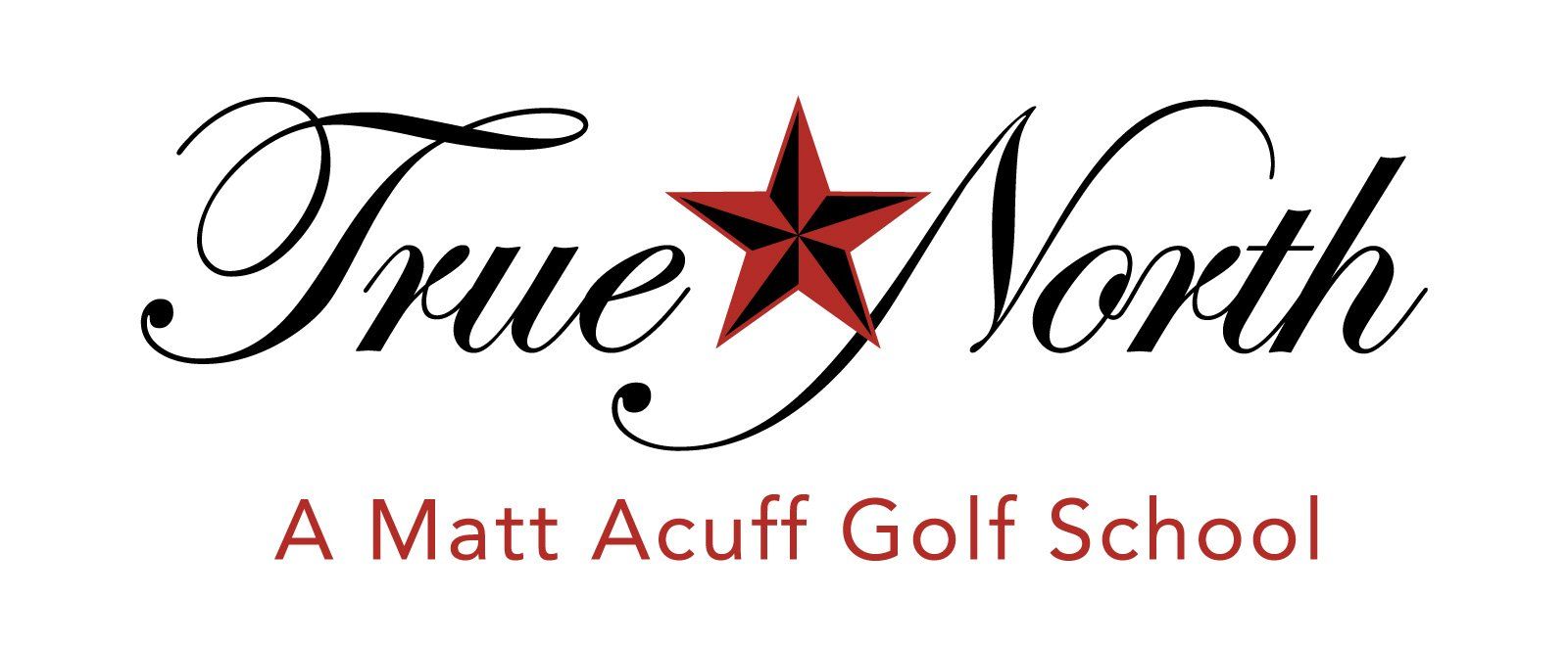 Logo for True North, a Matt Acuff Golf School. Features a red star between