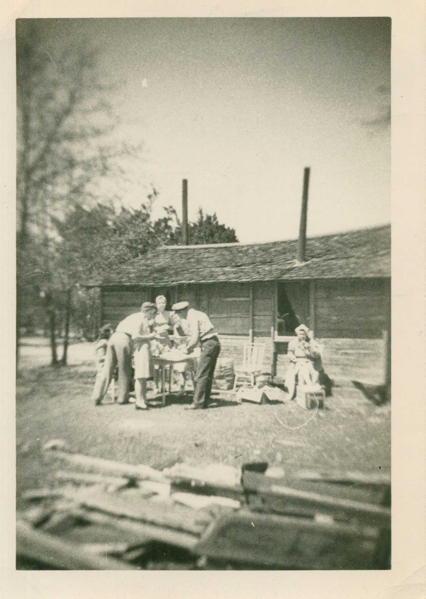 Family picnic at the shack