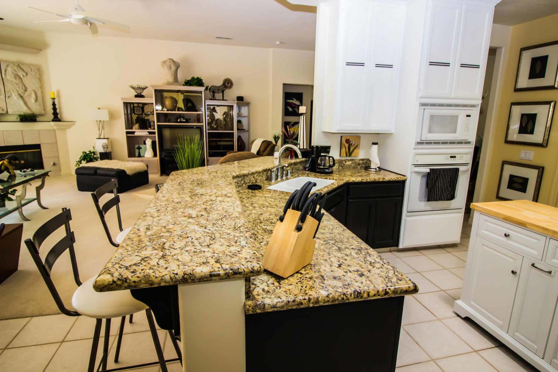 Countertop With Bar Stools — Worcester County, MA — Cassa Kitchen & Bath Design & Remodeling Center