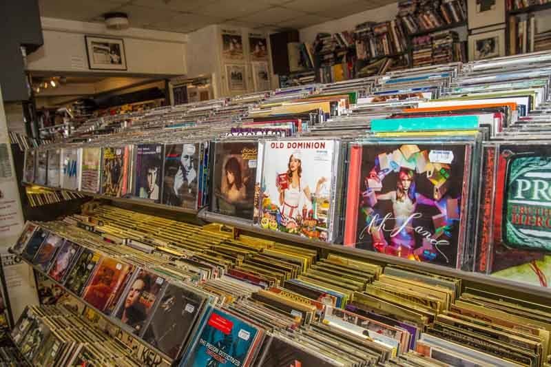 View of a shop with CD & vinyl collection