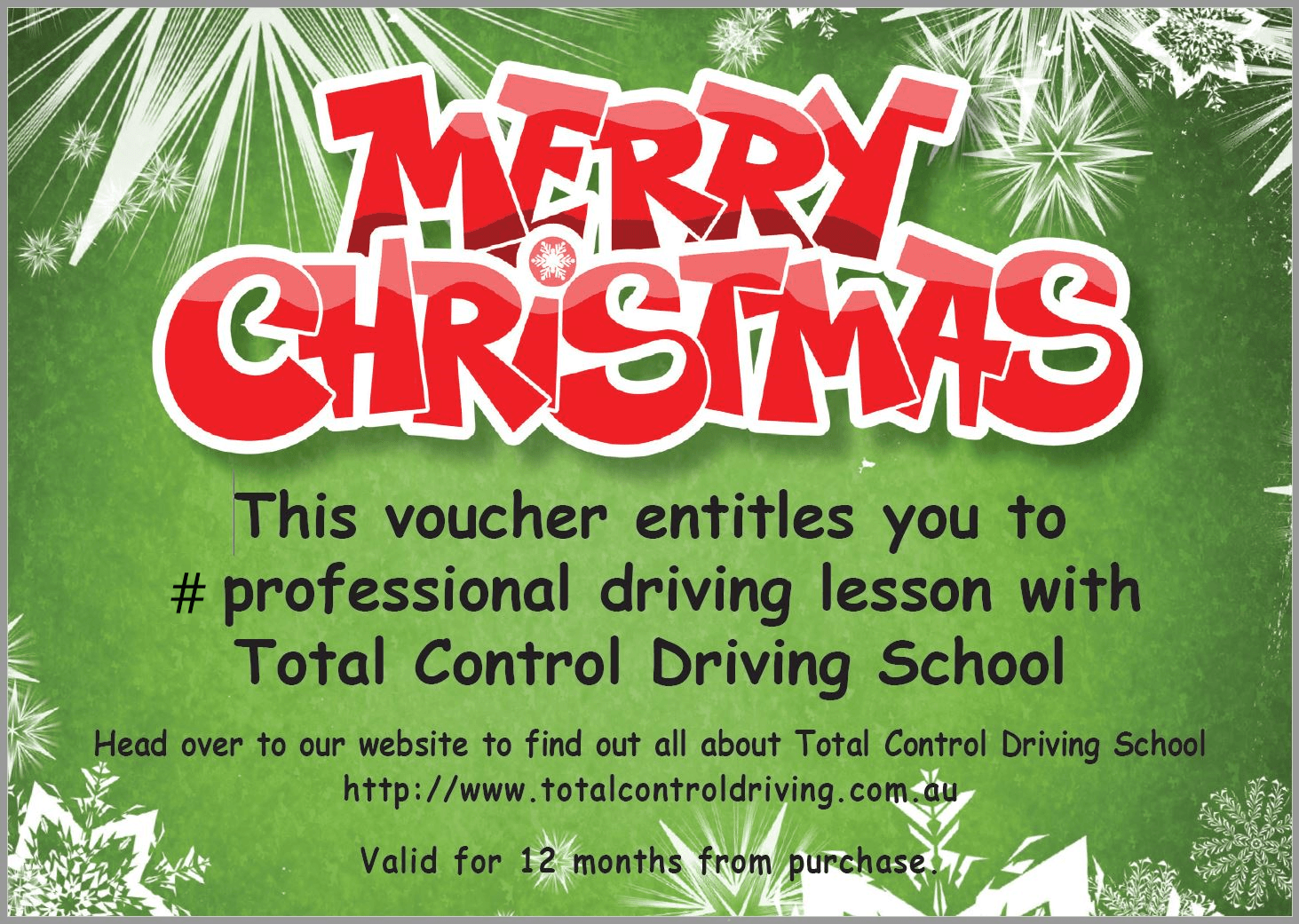 Merry Christmas Vouchers from Total Control Driving School