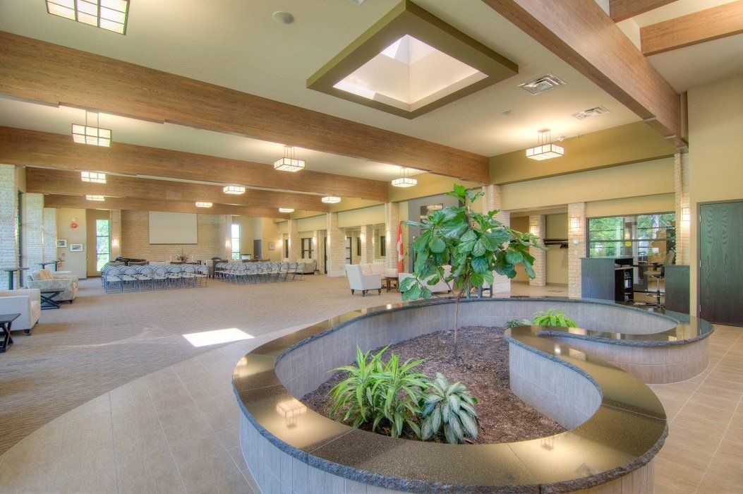 funeral centre room with garden