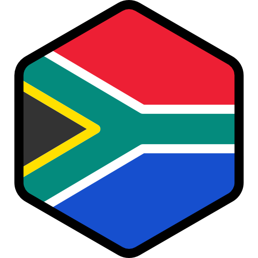 a hexagon with the flag of south africa on it