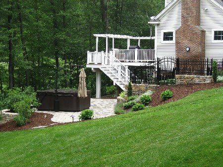 Backyard after landscaping services in Bethlehem, CT