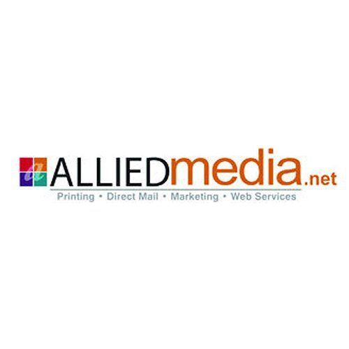 Logo for Allied Media featuring a four-square colorful icon, black text 