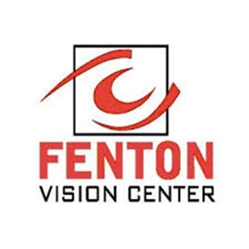 The red logo for Fenton Vision Center, featuring a stylized eye icon inside a square above the company name.