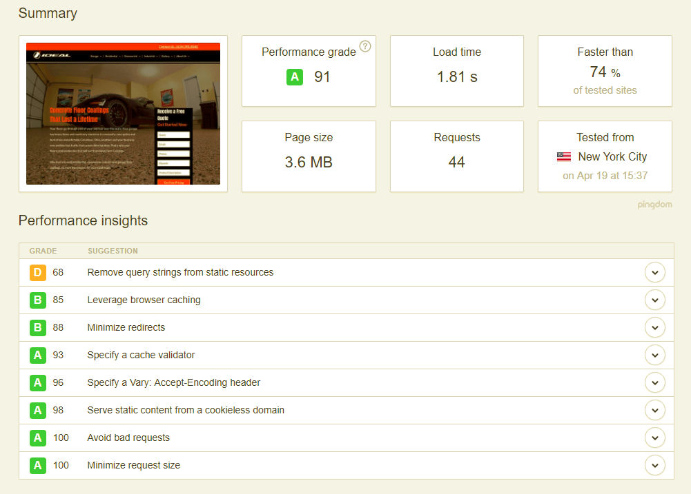 IdealFloorCoatings_PageSpeedScore