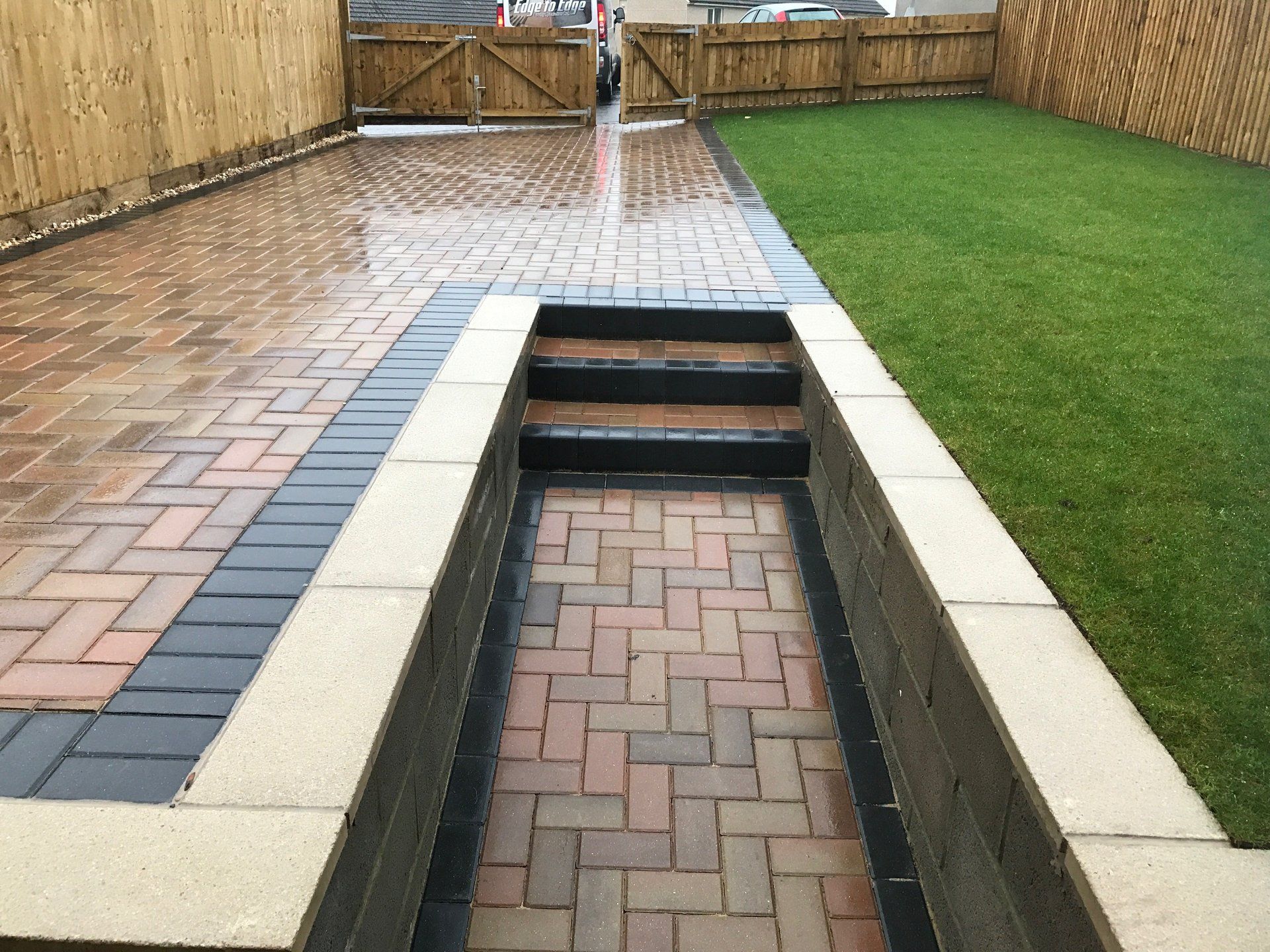 patio with steps