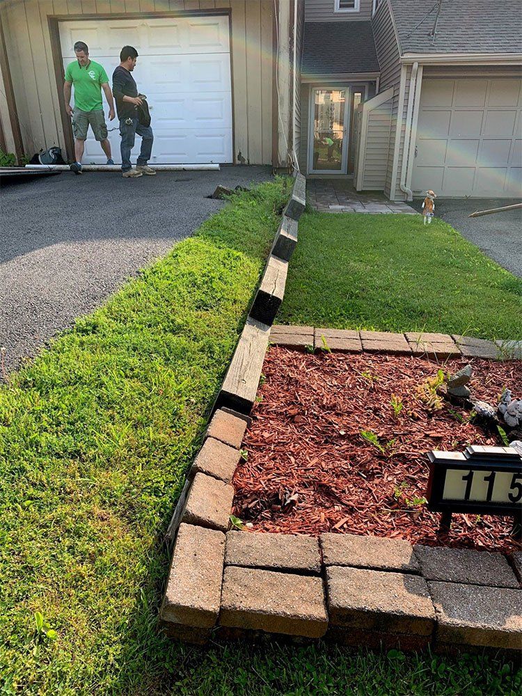 During Installation of Residential House Retaining Wall — Pine Bush, NY — Creative Touch Landscaping & Home Improvement Inc.