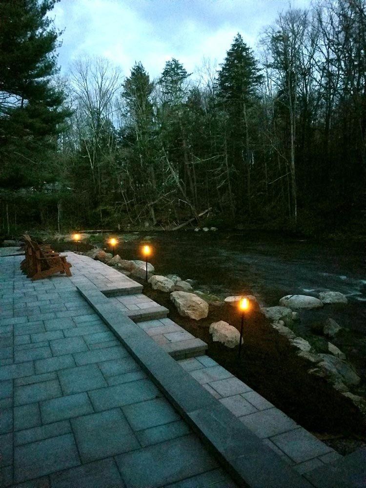Backyard Patio and Fire Pit After Installation — Pine Bush, NY — Creative Touch Landscaping & Home Improvement Inc.