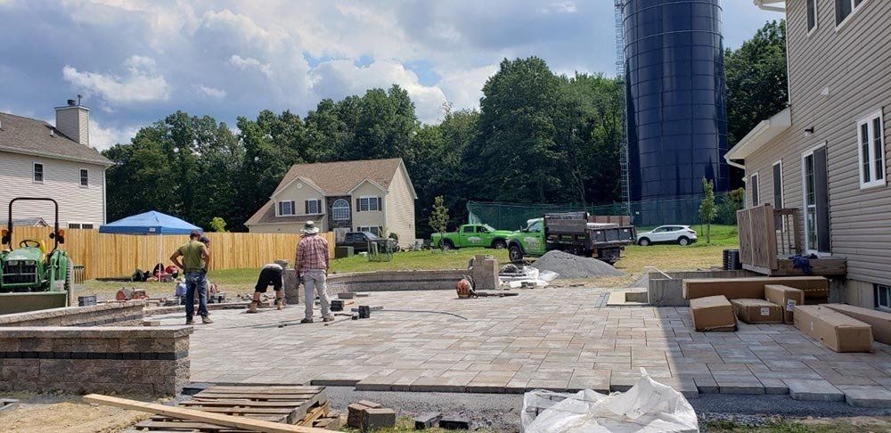 Men Started the Patio Installation — Pine Bush, NY — Creative Touch Landscaping & Home Improvement Inc.