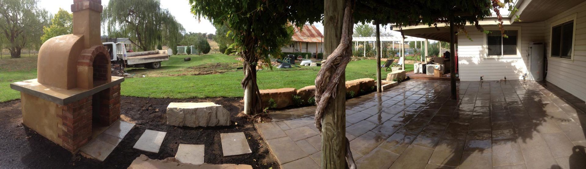 residential-fire place and stone landscaping