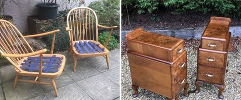 2 wooden chairs