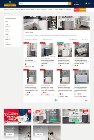 Product Collection Page Design For Deluxe Bathrooms