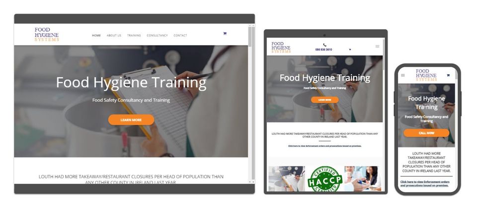 Click to view food safety website Responsive website design for training company dundalk