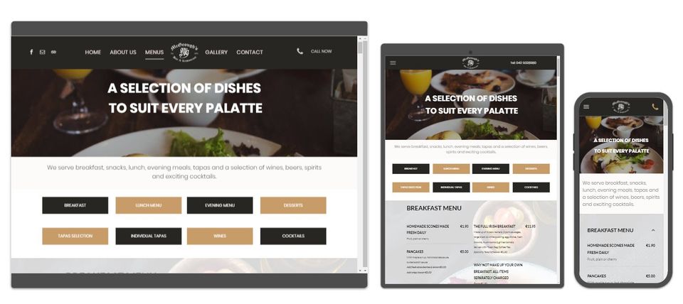 Click to view mcgeoughs restaurant website Website design for restaurant dundalk