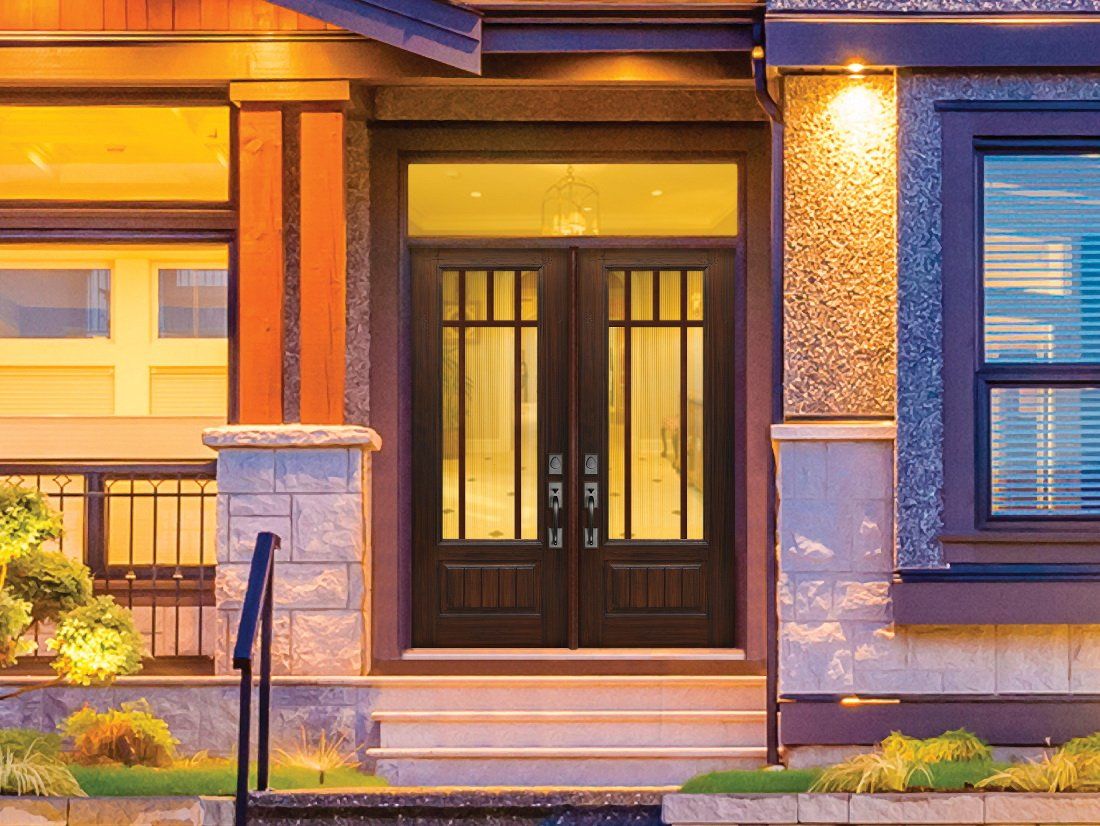 Double Wood Doors with Glass