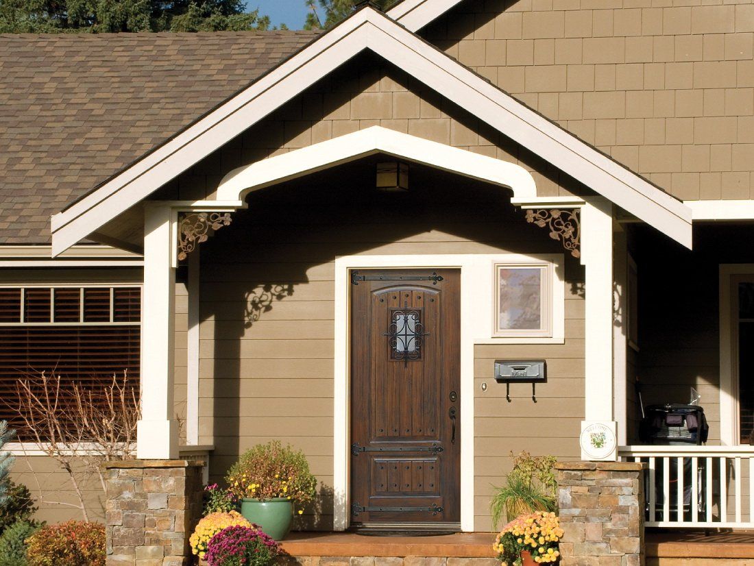 House with Wooden Exterior Door