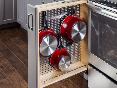 Sliding Organizer of Pans in Kitchen