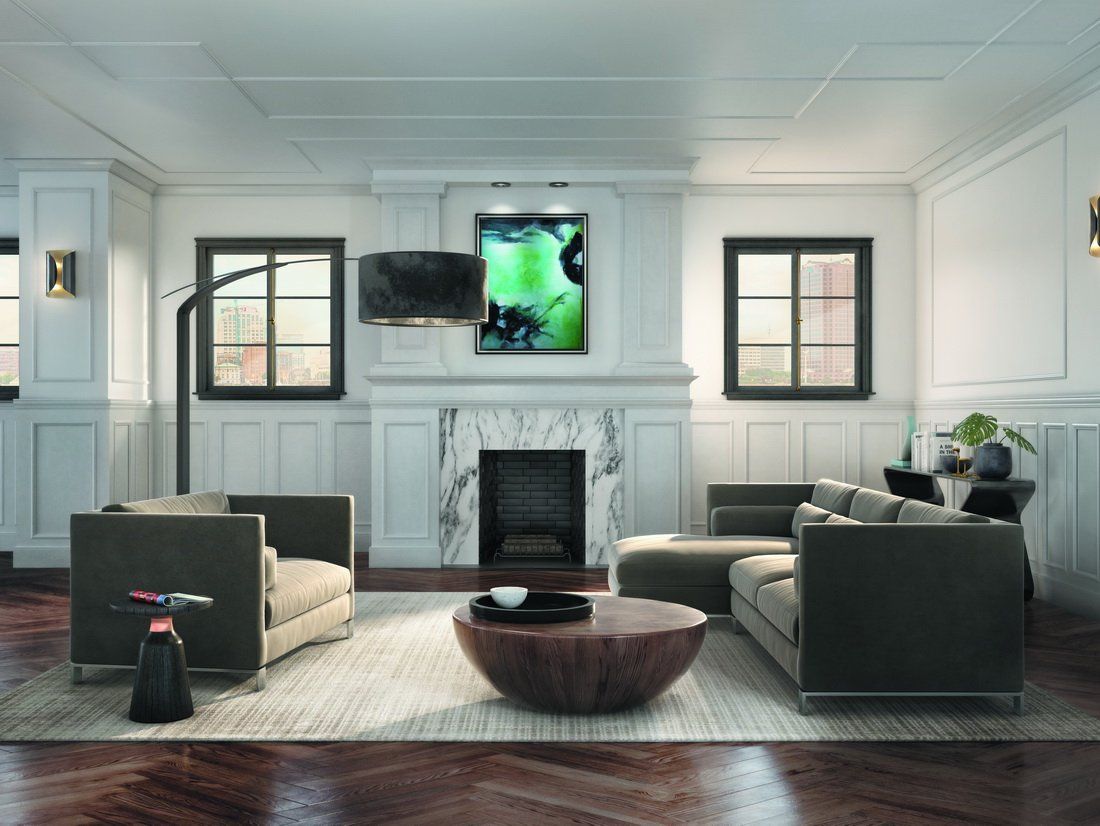 Living Room with Decorative Moulding