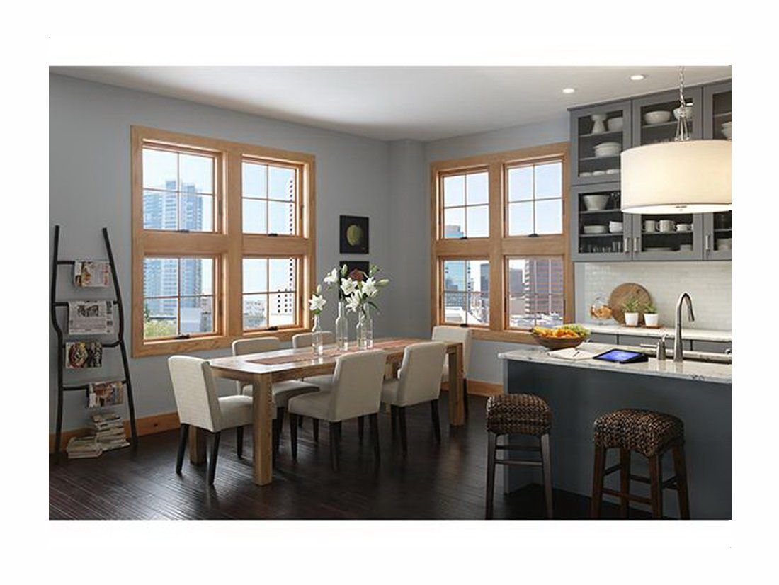 Kitchen and Dining Room with Windows