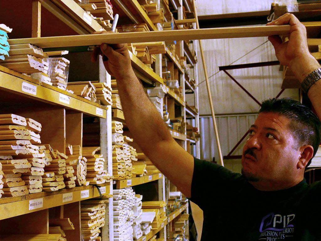 Worker in Woodshop Area