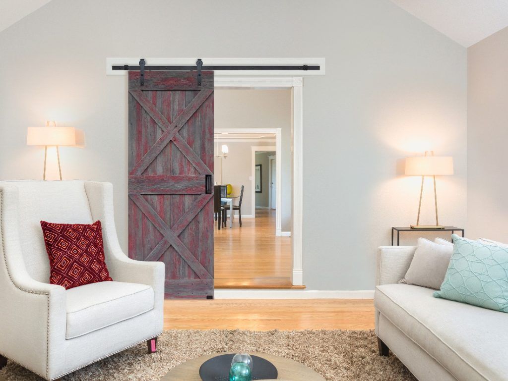 sliding door with barn door hardware in Huntsville, TX
