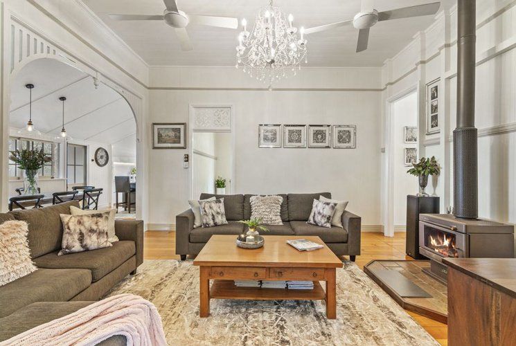 White Living Room With Brown Couch — Painter In Sunshine Coast, QLD