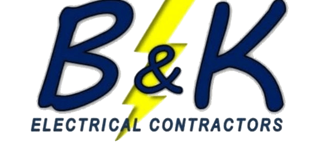 B&K Electrical Contractors logo in blue and yellow text