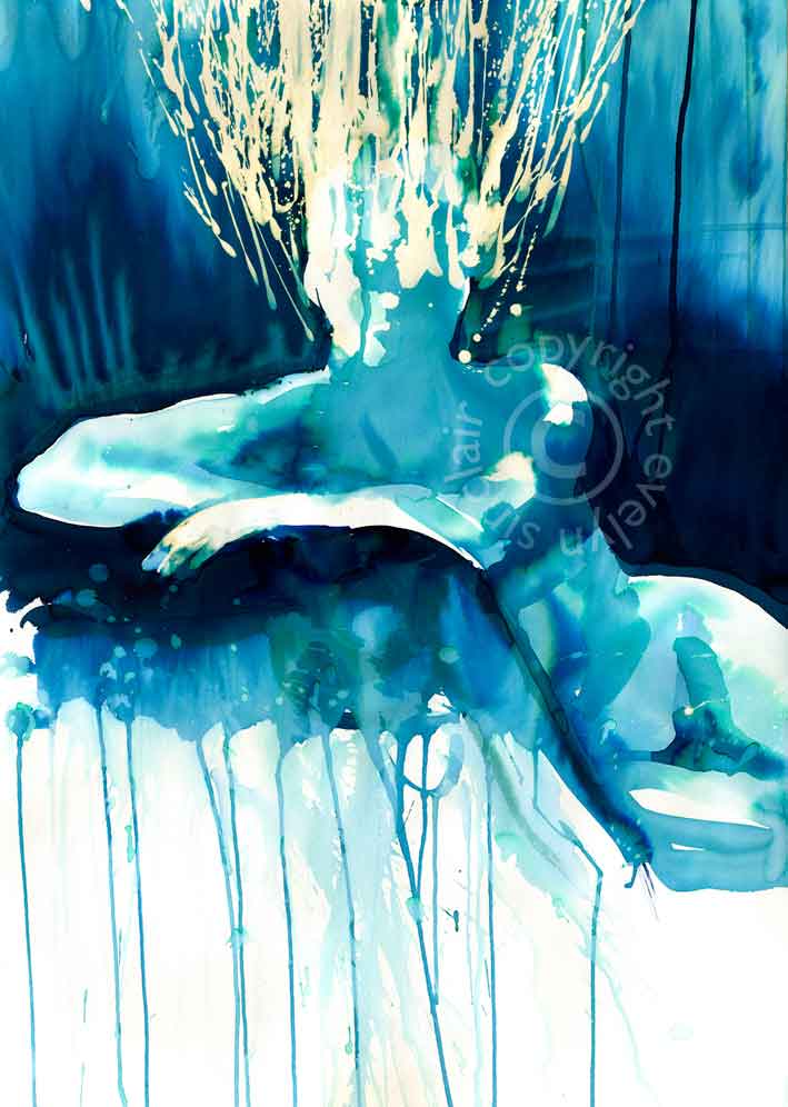 A fine art print of a stylised nude woman by artist Evelyn Sinclair, based in Kendal, Cumbria  in the Lake District.