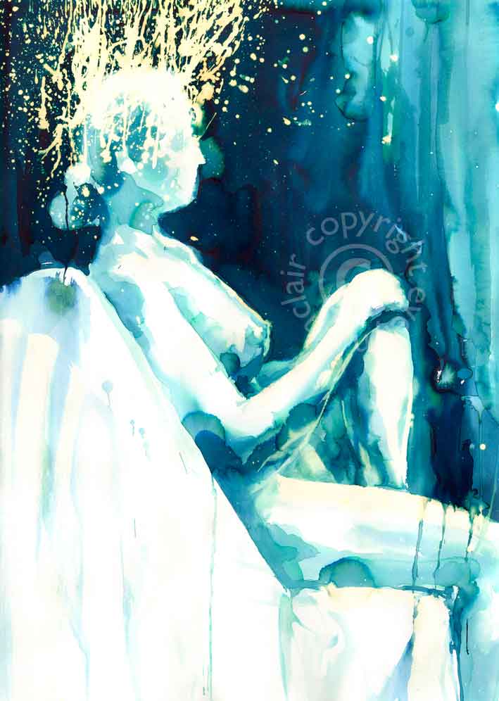 A fine art print of a stylised nude woman by artist Evelyn Sinclair, based in Kendal, Cumbria  in the Lake District.