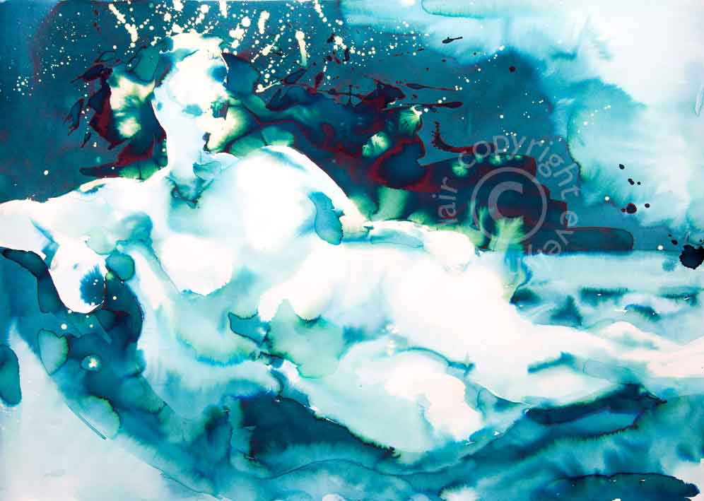 A fine art print of a stylised nude woman by artist Evelyn Sinclair, based in Kendal, Cumbria  in the Lake District.