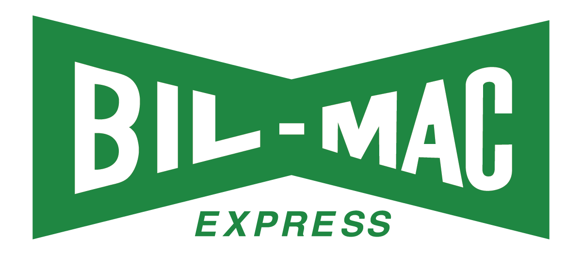 A green and white logo for bil-mac express