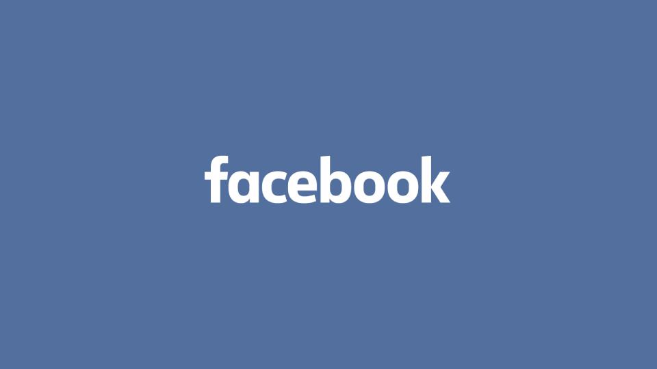 The facebook logo is on a blue background.