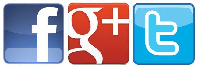 The logos for facebook , google and twitter are stacked on top of each other