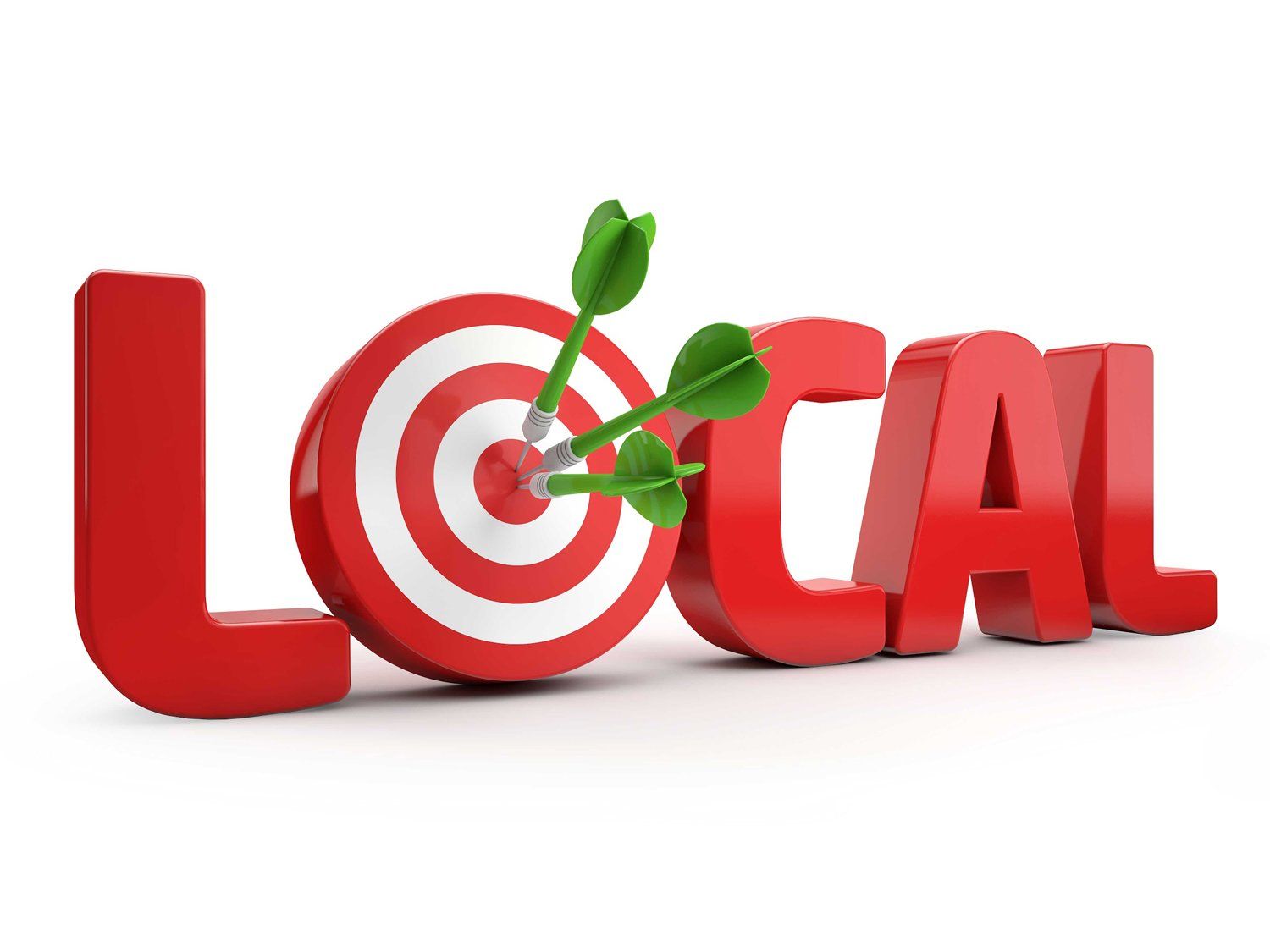 A dart is hitting a target in the word local