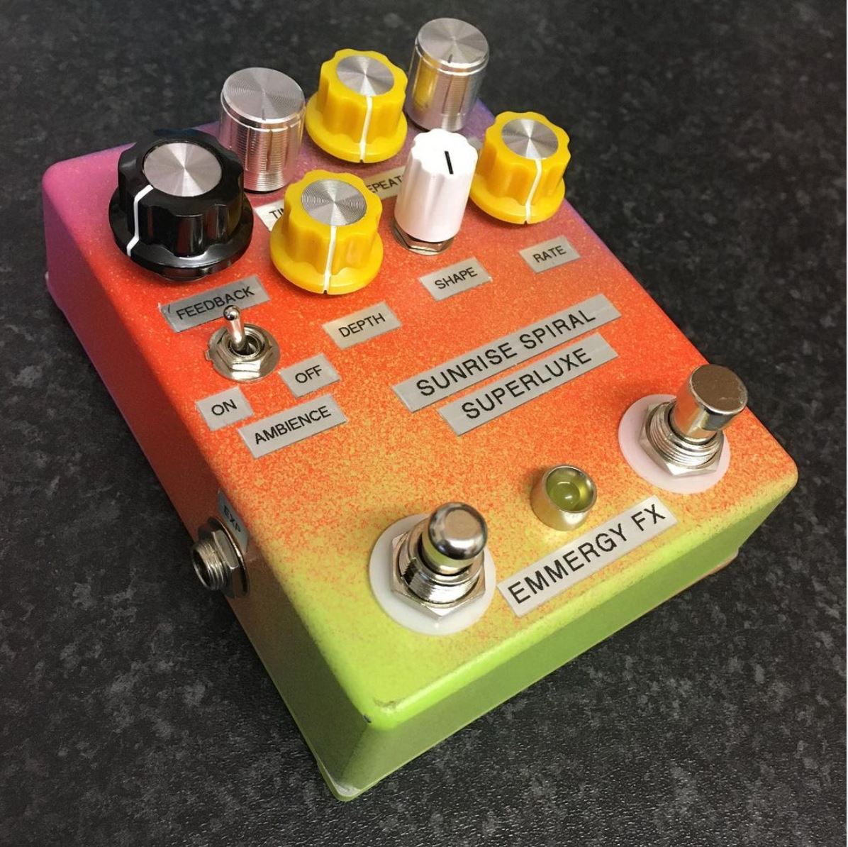 orange and greem guitar pedal