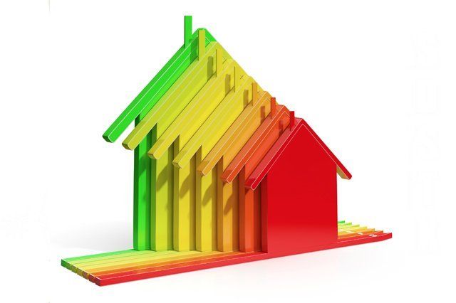 A model of a house with different levels of energy efficiency