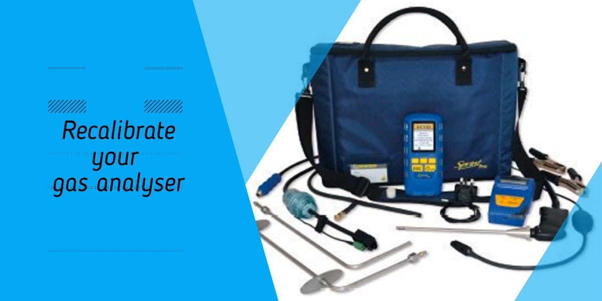 A blue bag with a gas analyzer inside of it