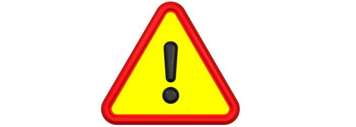 A yellow triangle with an exclamation point in the middle.