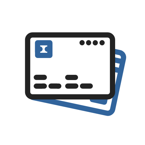 A credit card icon on a white background.