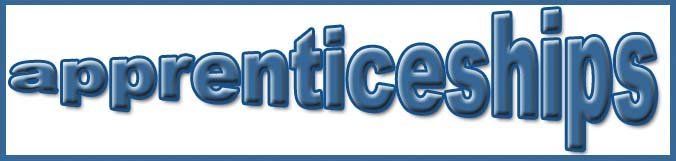 A blue sign that says apprenticeships on it
