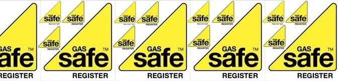 A row of gas safe logos on a white background