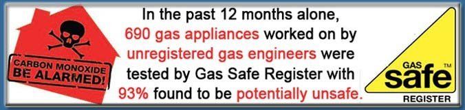 In the past 12 months alone 690 gas appliances worked on by unregistered gas engineers were tested by gas safe register