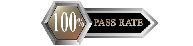 A sign that says 100 % pass rate on it